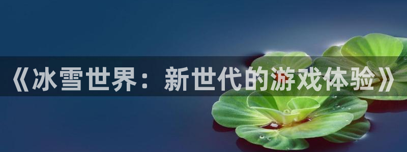 恒盛娱乐app：《冰雪世界：新世代的游戏体验》